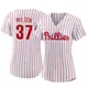 Authentic Women's Weston Wilson White Philadelphia Phillies 2022 World Series Home Jersey